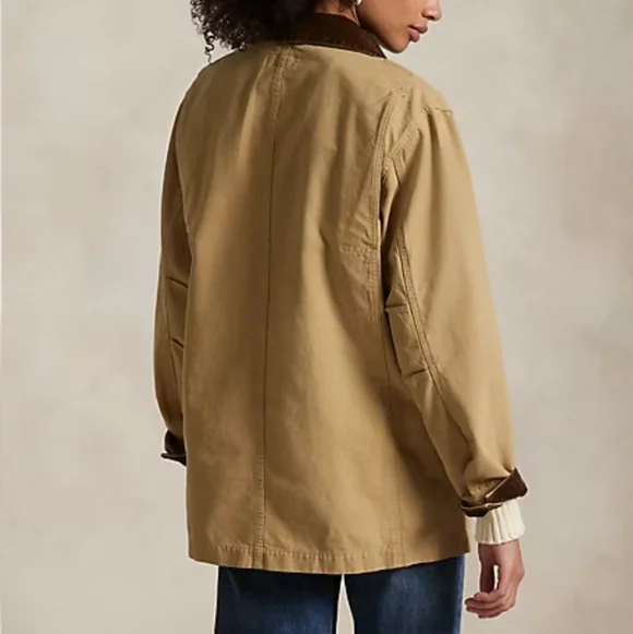 NWT Polo Ralph Lauren Beige Oversize Jacket Corduroy Collar Cuff Size Medium - Picture 4 of 13